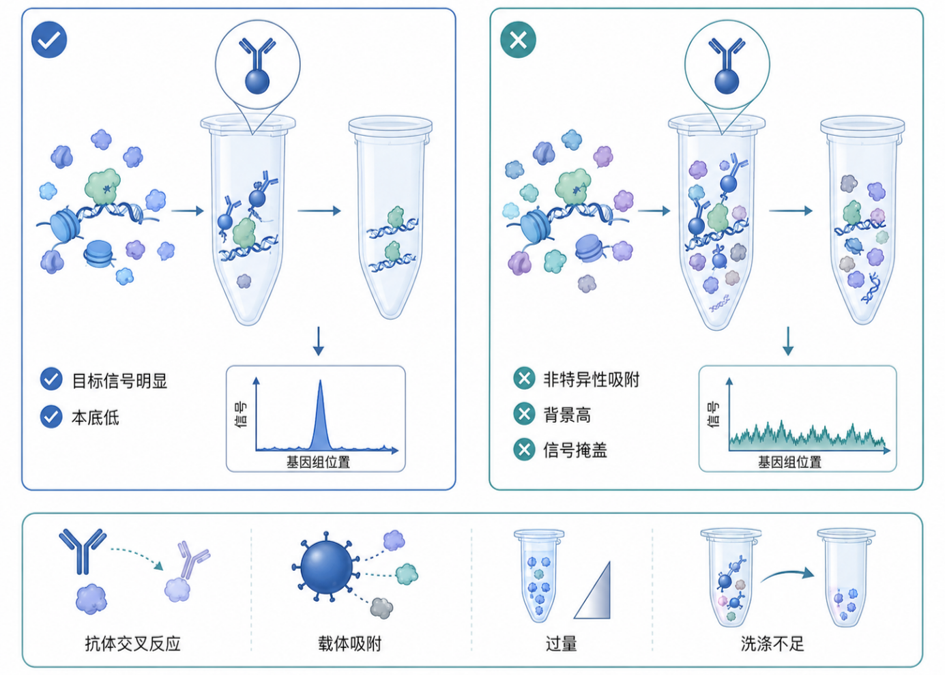 特异性富集与高背景结果对比